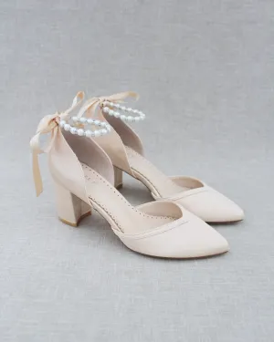 Pearl Ankle Strap Evening Block Heel
