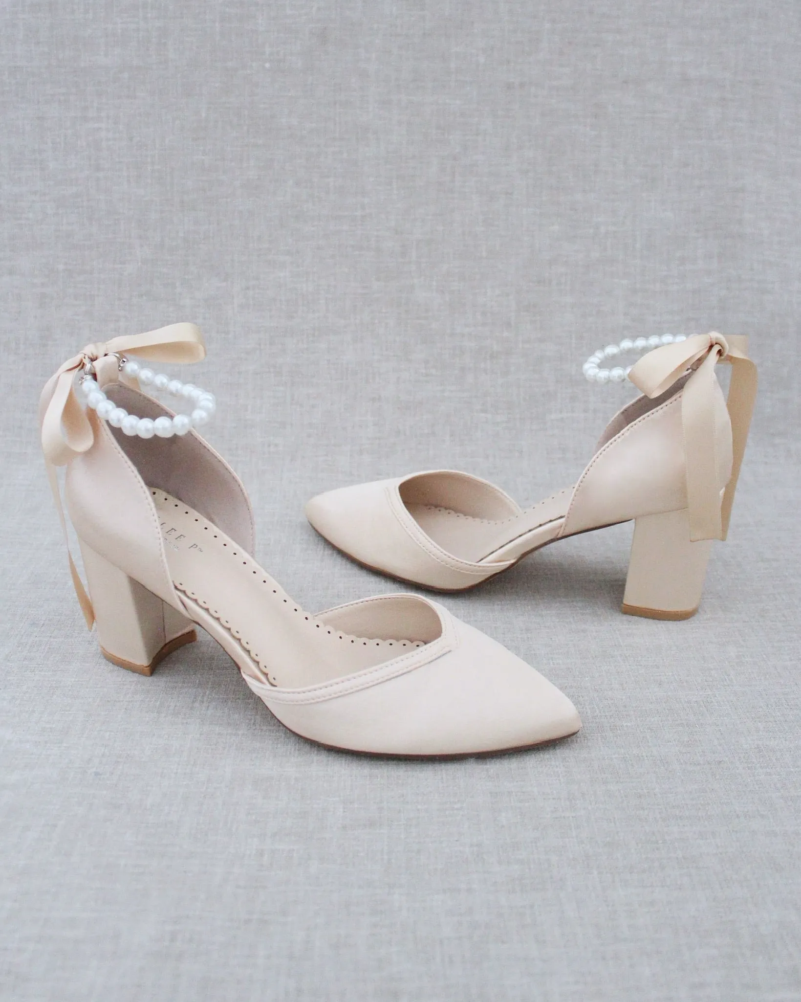 Pearl Ankle Strap Evening Block Heel