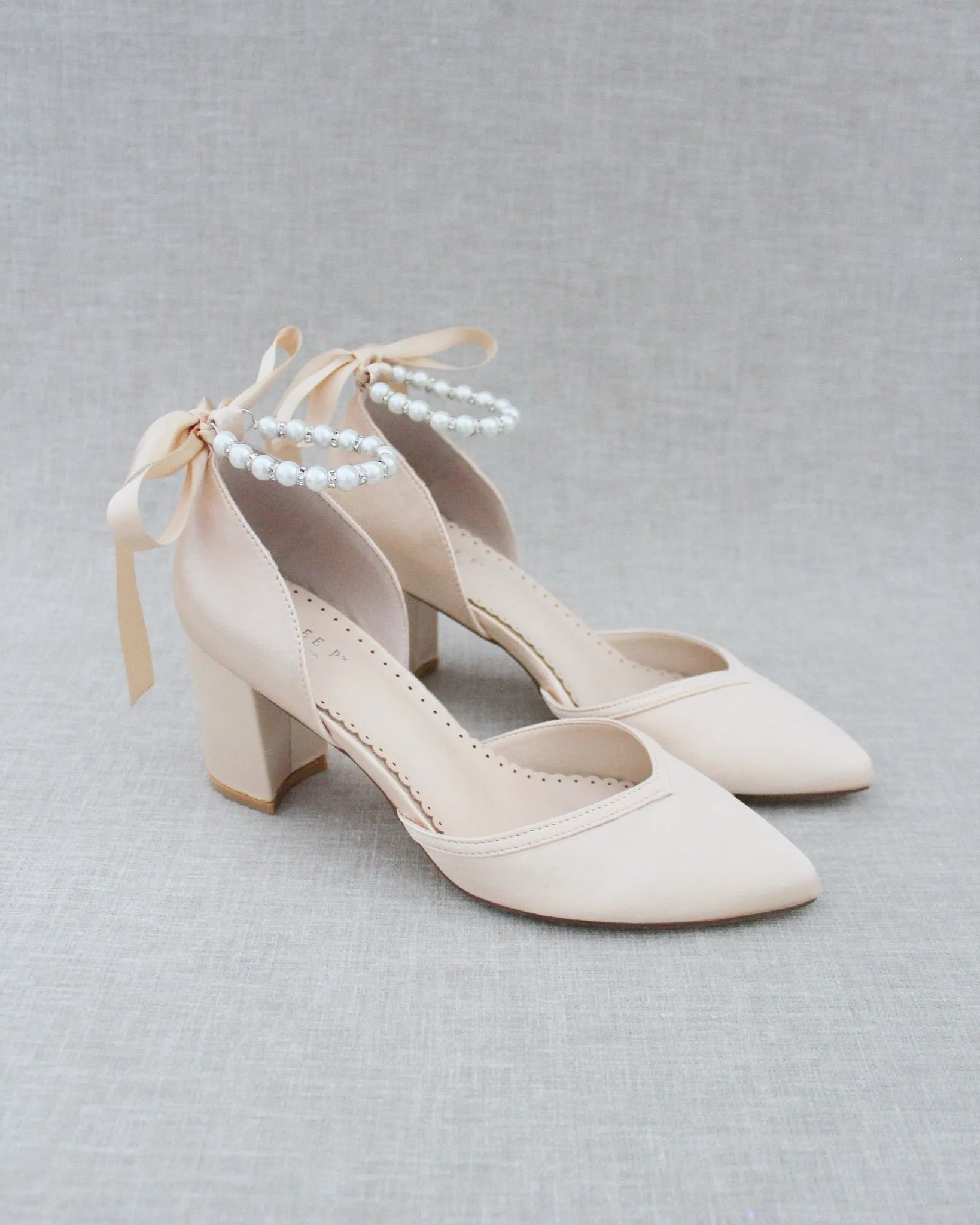 Pearl Ankle Strap Evening Block Heel