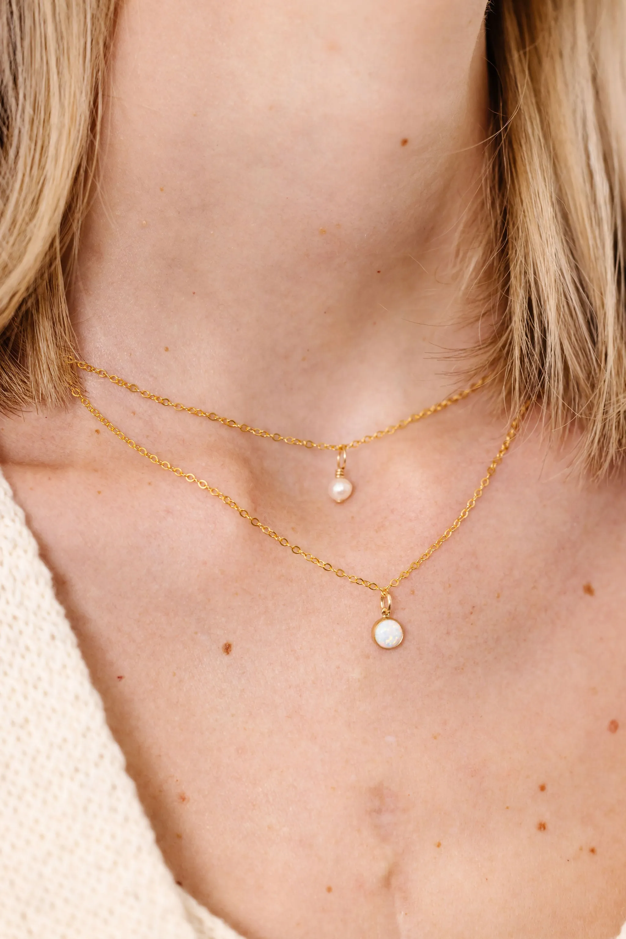 Pearl Droplet Necklace (6MM Beads)