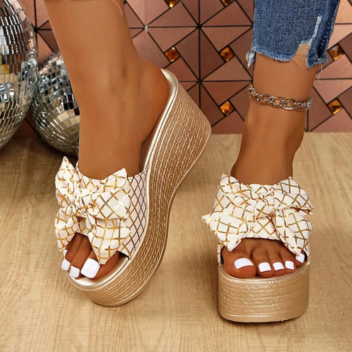 Peep Toe Wedge Sandals