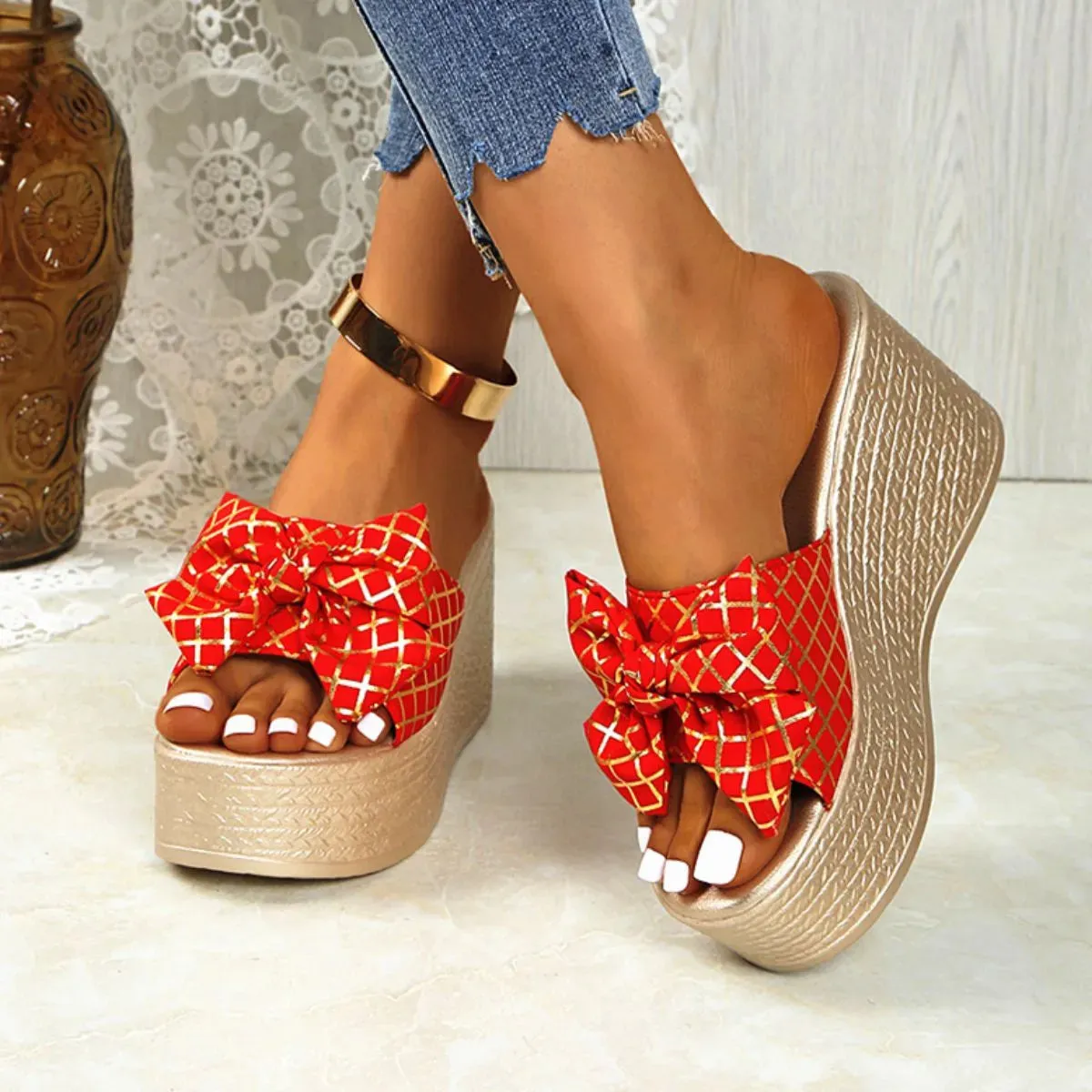 Peep Toe Wedge Sandals