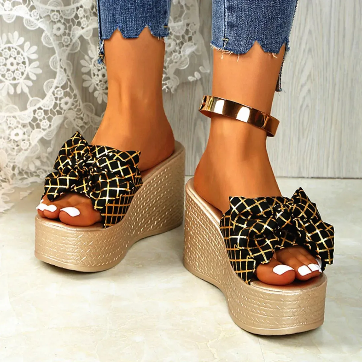 Peep Toe Wedge Sandals