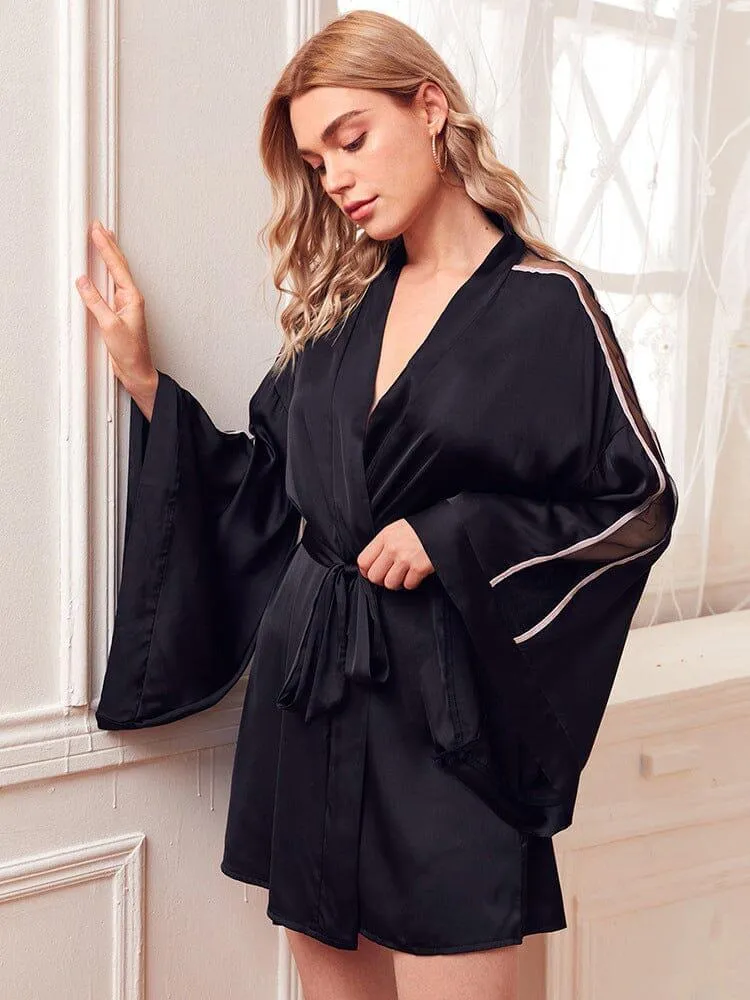 Peignoir Satin Noir - Zoé