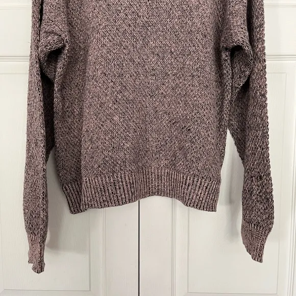 {Peninsula} Linen Blend Vintage Knit Sweater in Dusty Rose &amp; Black - Women’s XL