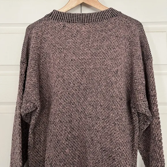 {Peninsula} Linen Blend Vintage Knit Sweater in Dusty Rose &amp; Black - Women’s XL
