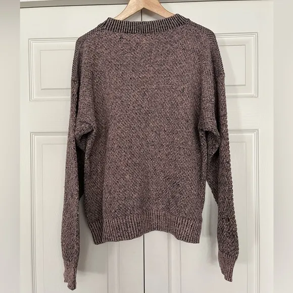 {Peninsula} Linen Blend Vintage Knit Sweater in Dusty Rose &amp; Black - Women’s XL