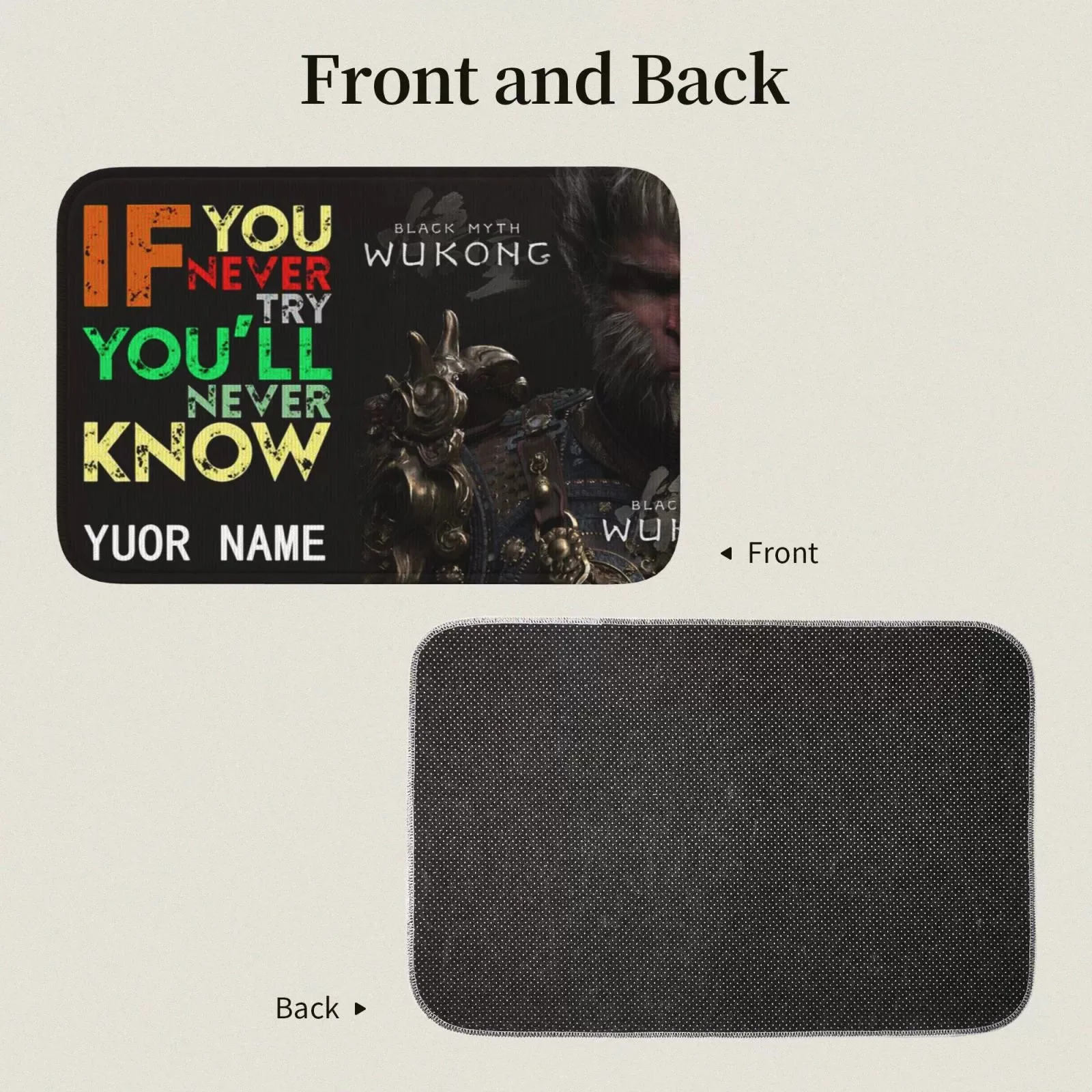 Personalized Black Mythical Monkey King Floor Mat Door Mat-2