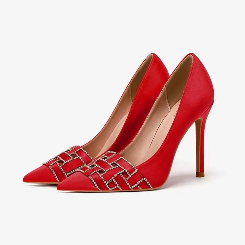 Petite Size Silk Satin Dress Heels For Women MS373