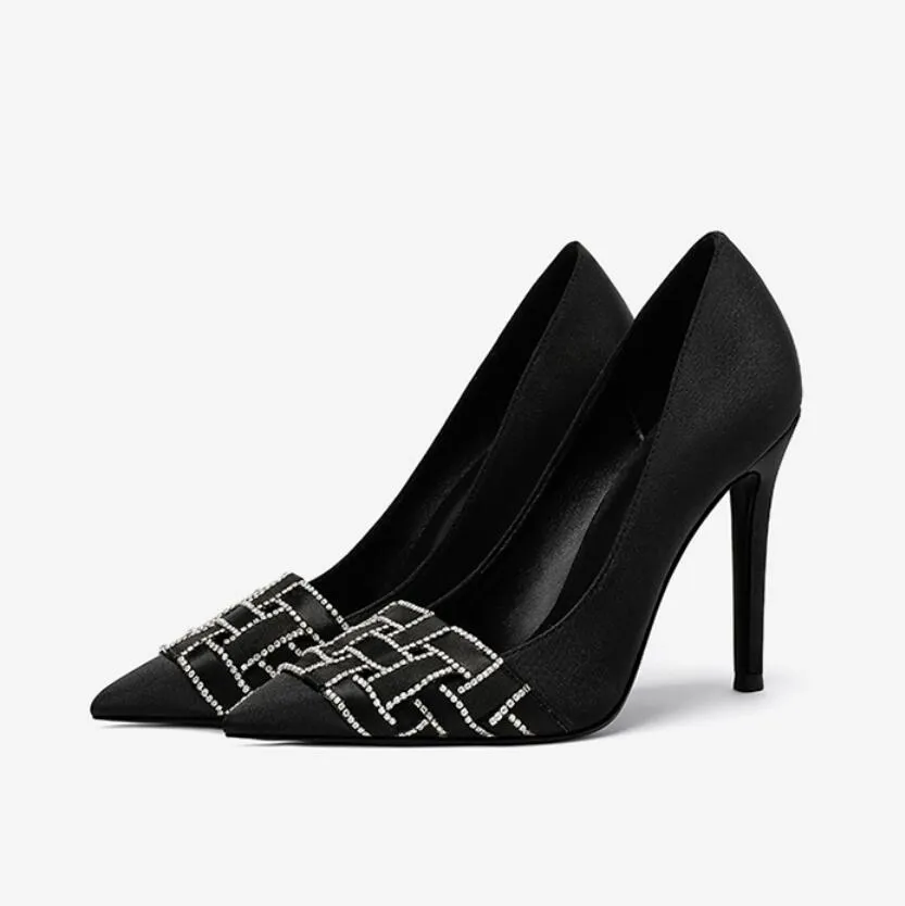 Petite Size Silk Satin Dress Heels For Women MS373