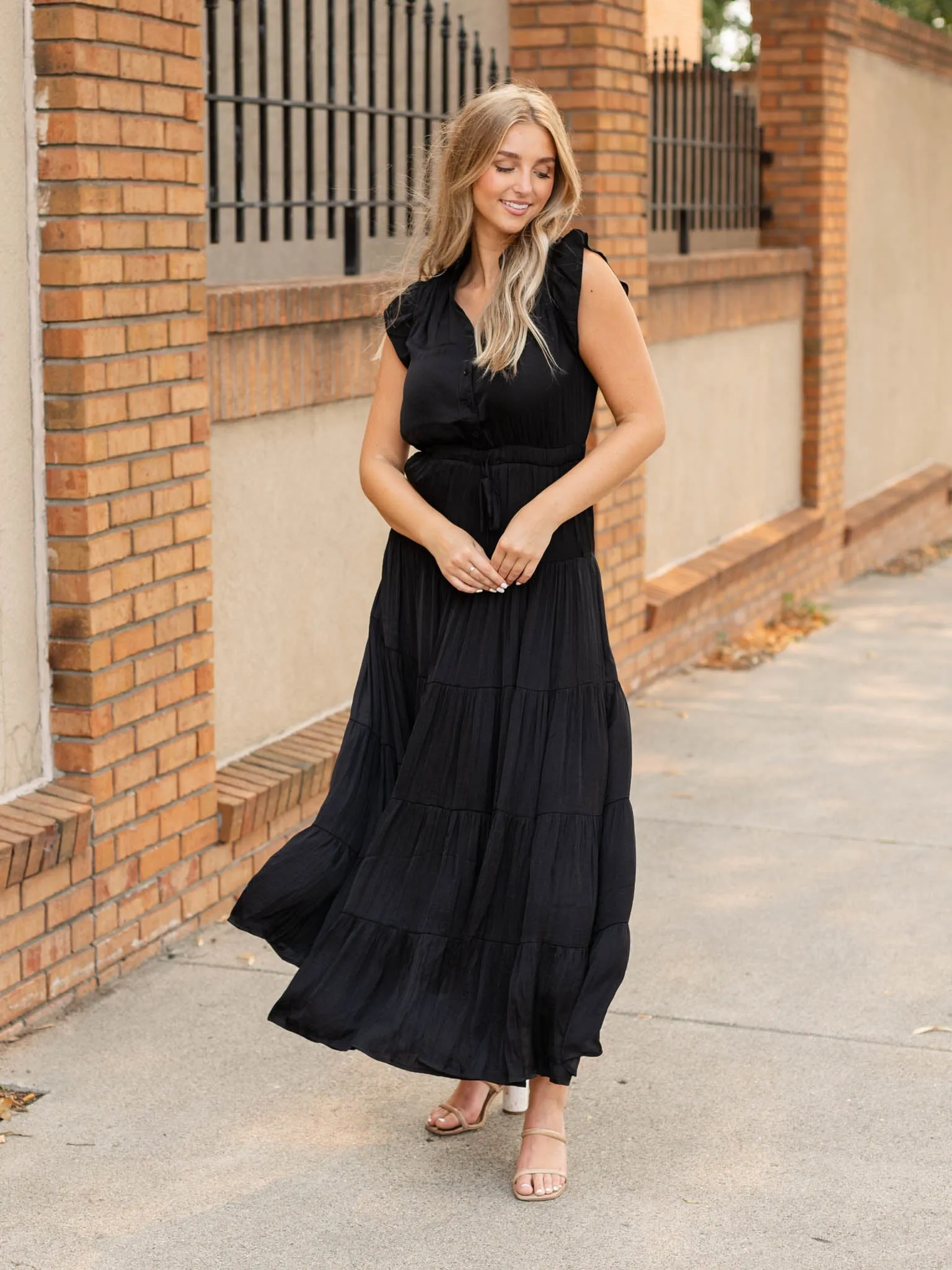 PINCH Satin Tiered Maxi Dress
