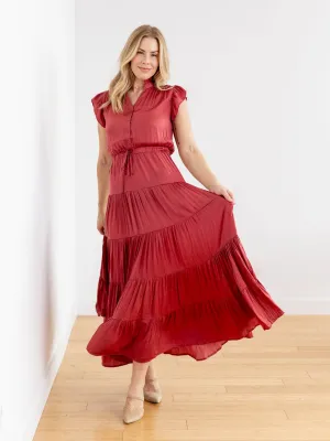 PINCH Satin Tiered Maxi Dress