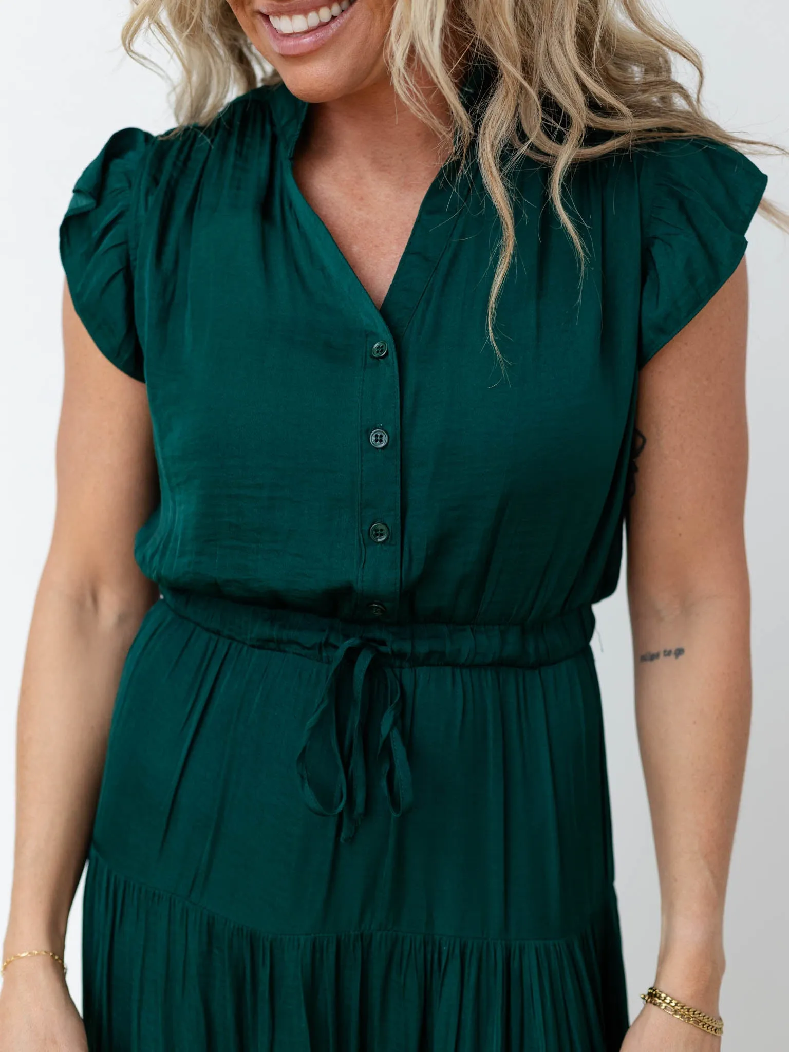 PINCH Satin Tiered Maxi Dress