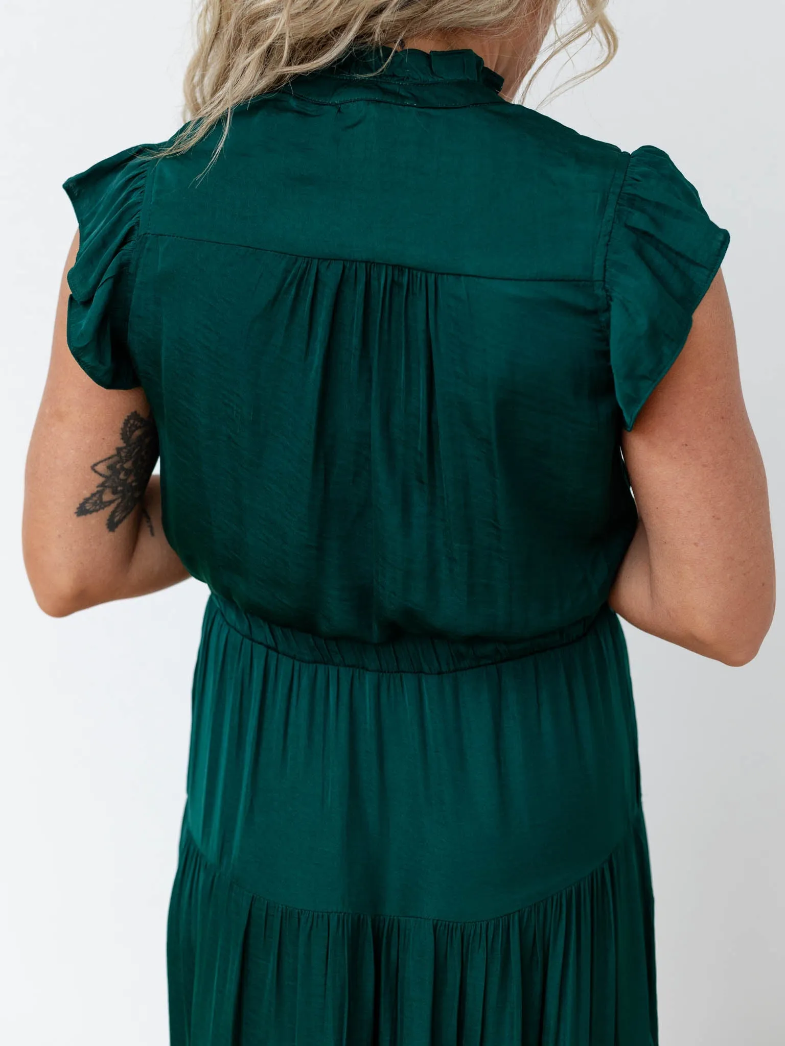 PINCH Satin Tiered Maxi Dress