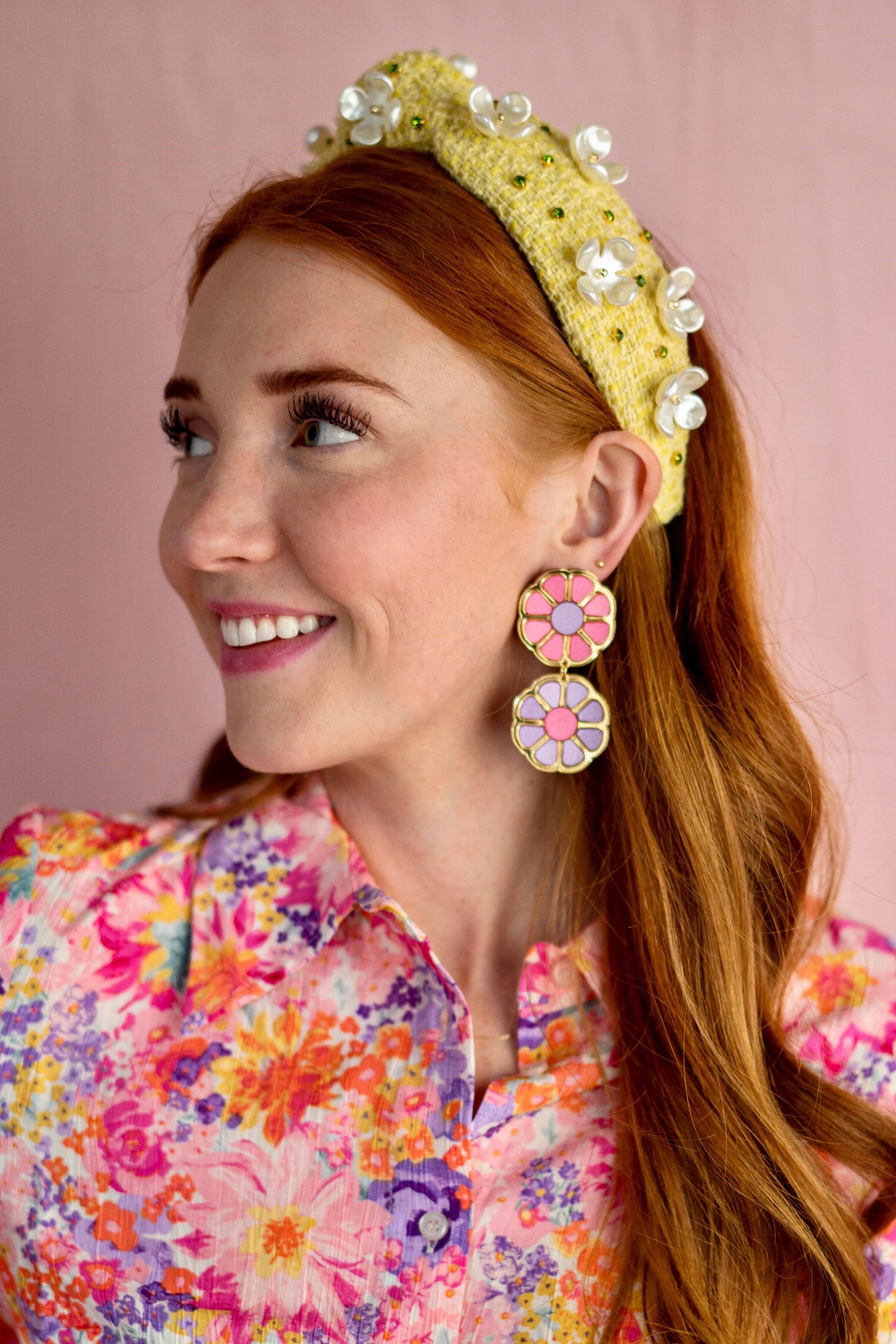 Pink and Lavender Color Block Earrings