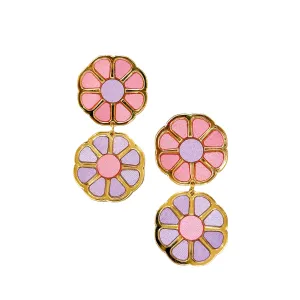 Pink and Lavender Color Block Earrings