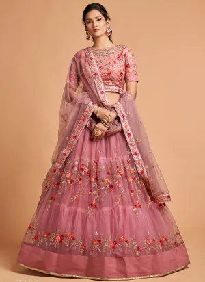 Pink Multi Embroidered Designer Lehenga Choli