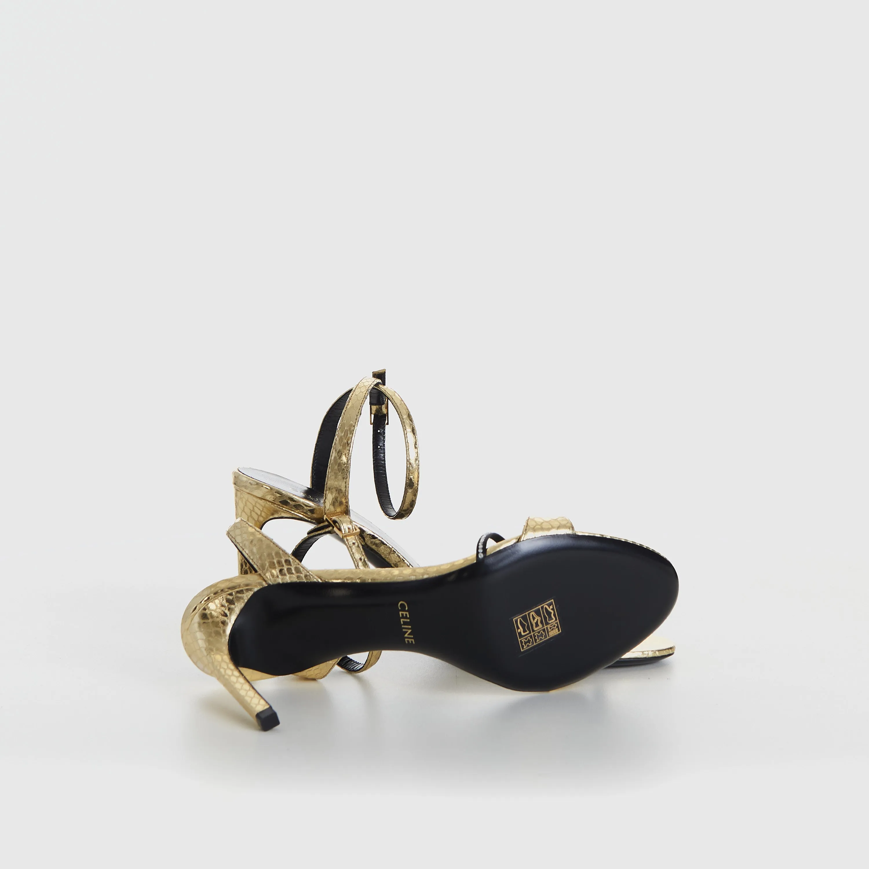 Platinum Evening High Heel Strass Sandal - Laminated Ayers Leather & Satin