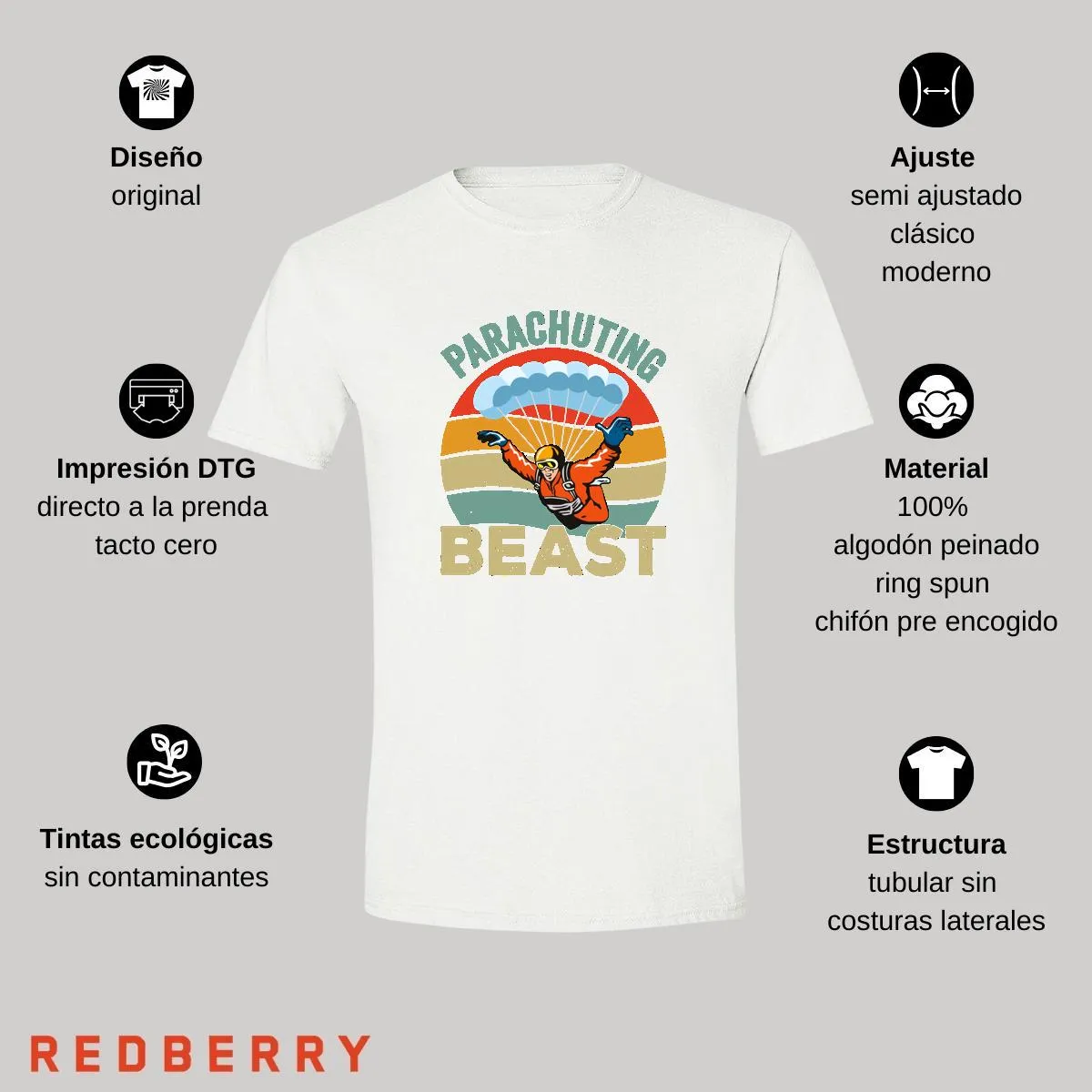 Playera Hombre Paracaidismo Deporte Vintage SK1027