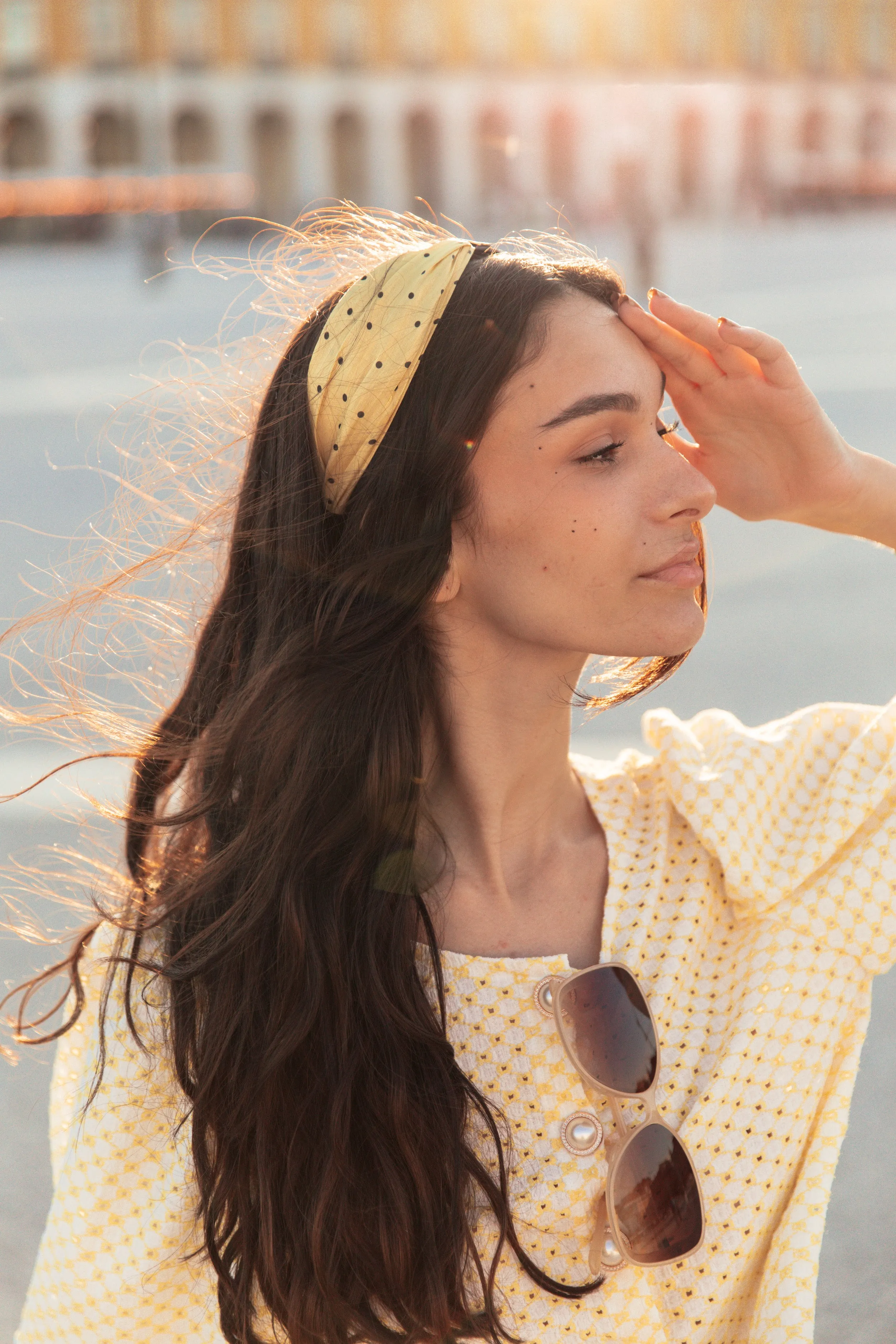 Polka Dot Print Satin Twist Headband