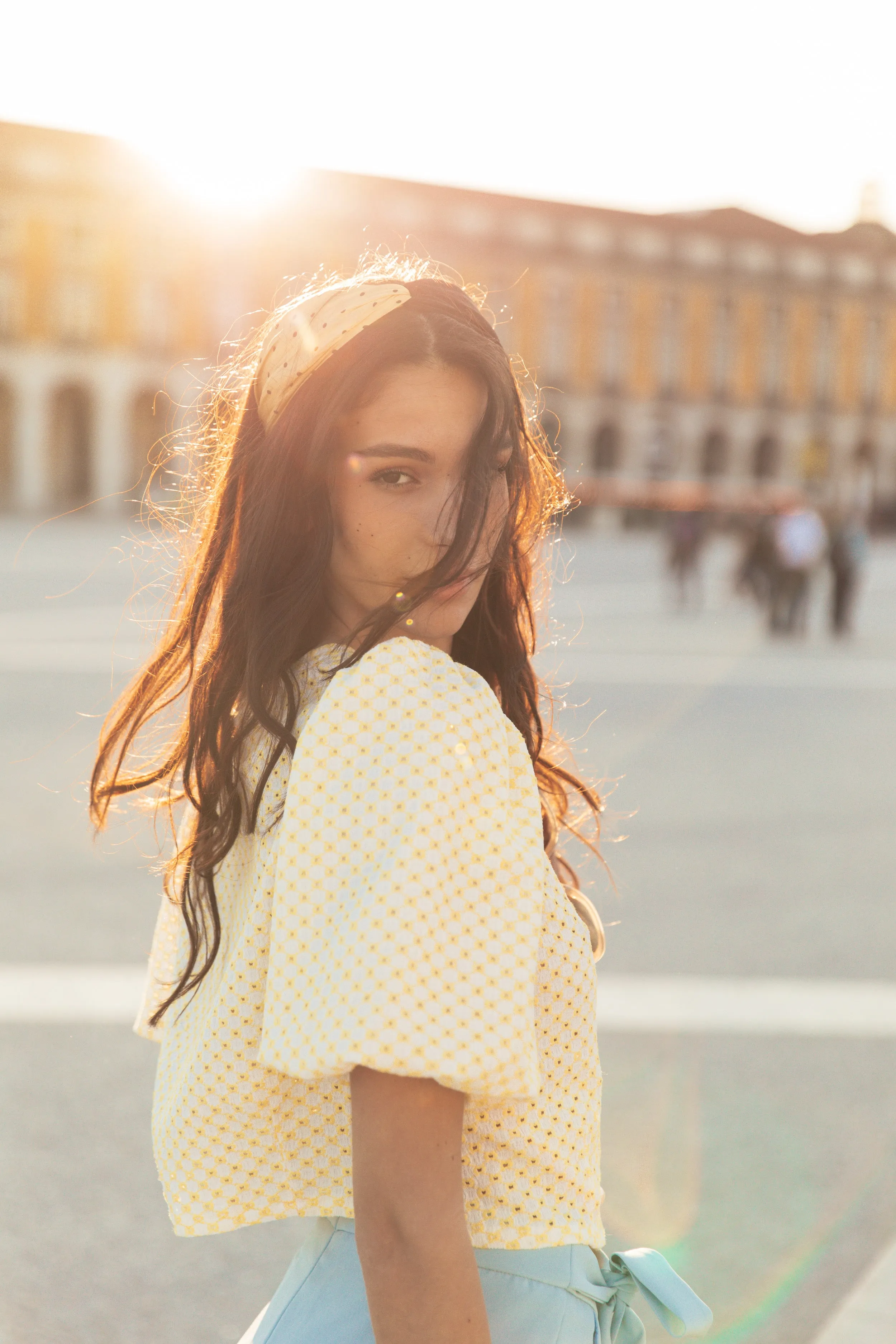 Polka Dot Print Satin Twist Headband