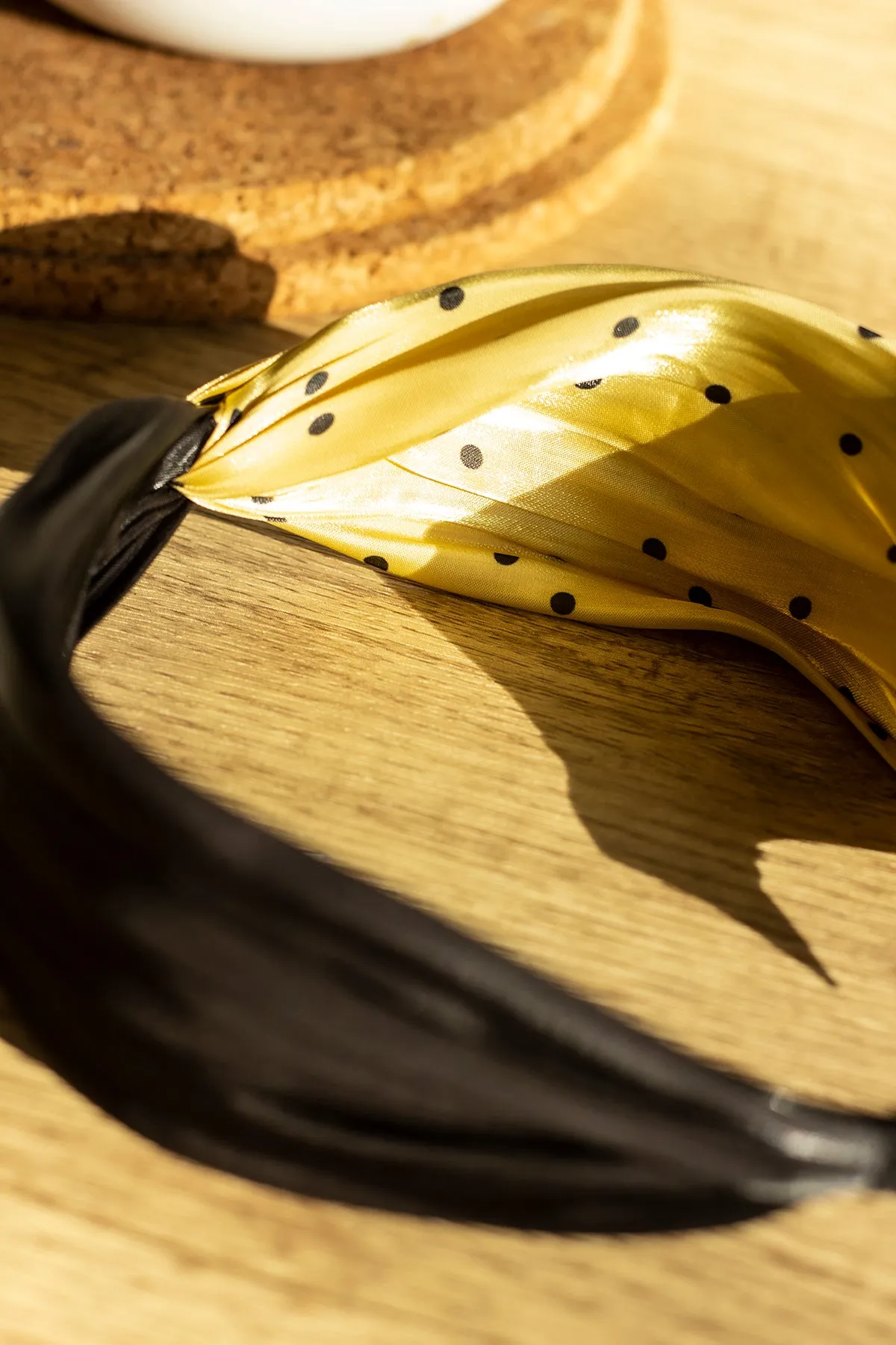 Polka Dot Print Satin Twist Headband