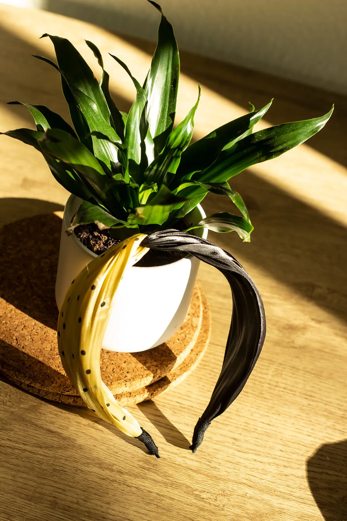 Polka Dot Print Satin Twist Headband