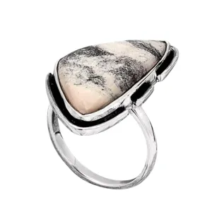 Porcelain Jasper Solid 925 Sterling Silver Ring 8