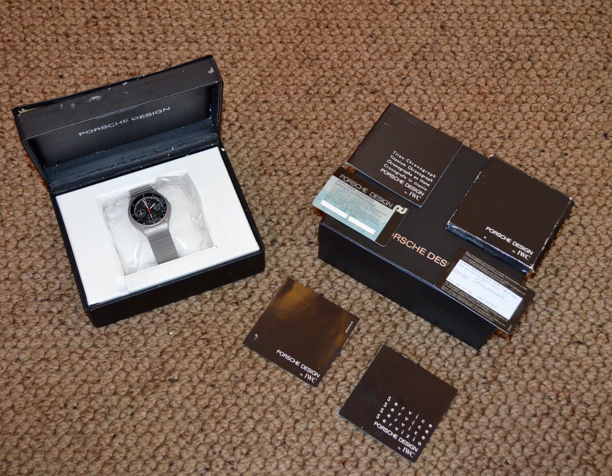 Porsche Design by IWC 3702 Titanium Chronograph Day Date Auto Watch Box Papers