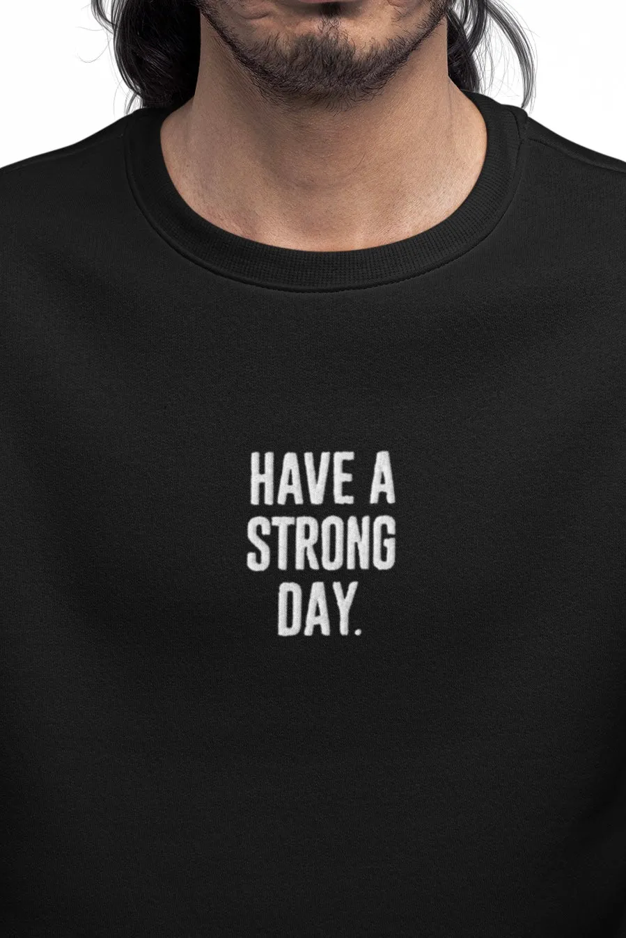 Premium Embroidered Testimony Crewneck - Black