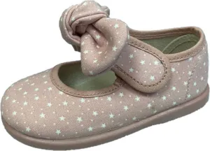 Printed stars Antique pink mary jane with removable bow