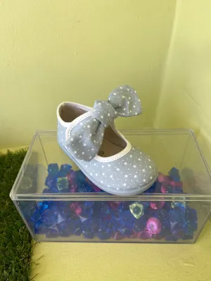 Printed stars baby blue mary jane with removable bow