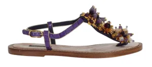 Purple Crocodile Crystal Sandals