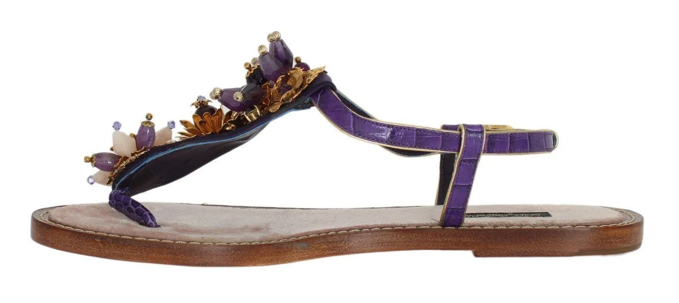 Purple Crocodile Crystal Sandals