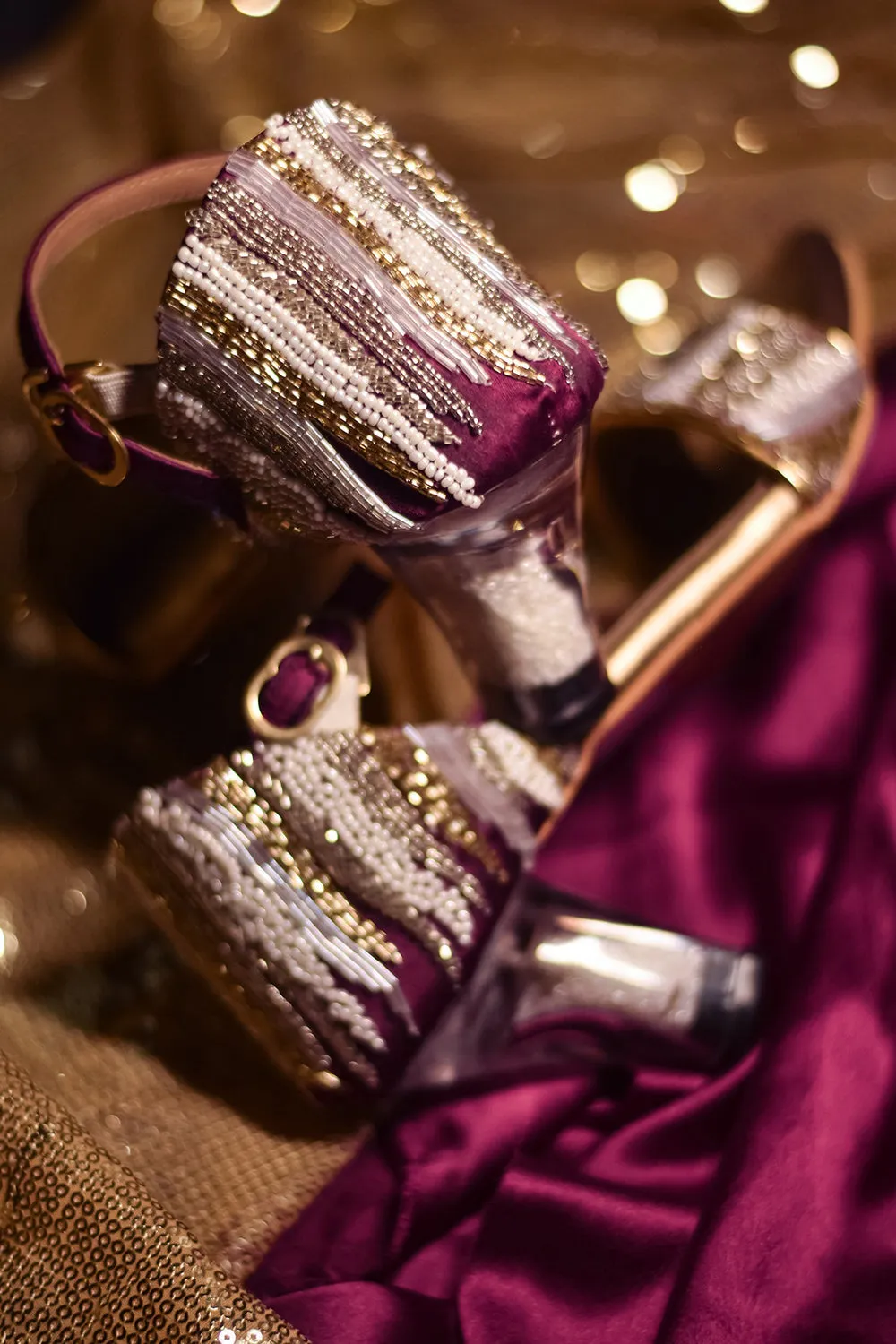 Purple Embroidered Heels