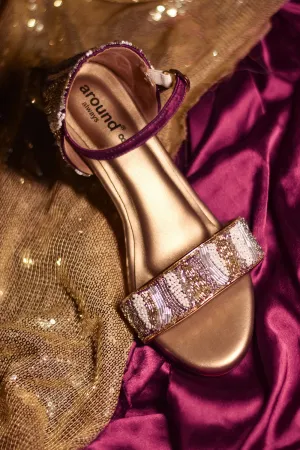 Purple Embroidered Heels