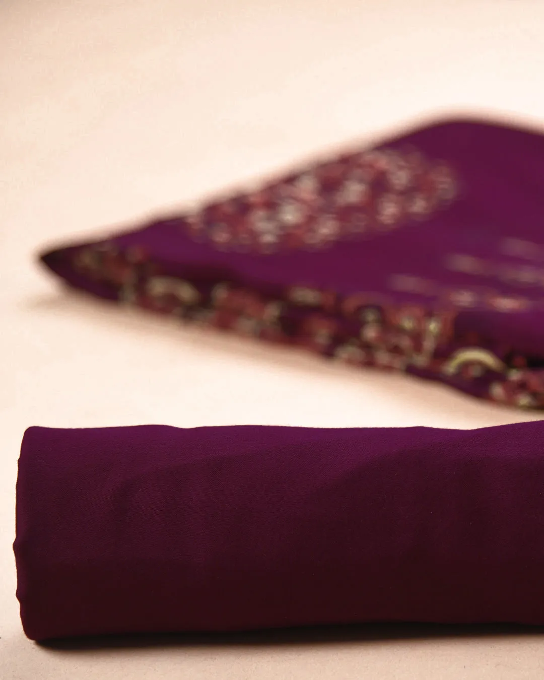 Purple Modal Satin Blend Block Printed Unstitched Suit Fabric Set With Modal Satin Block Printed Dupatta