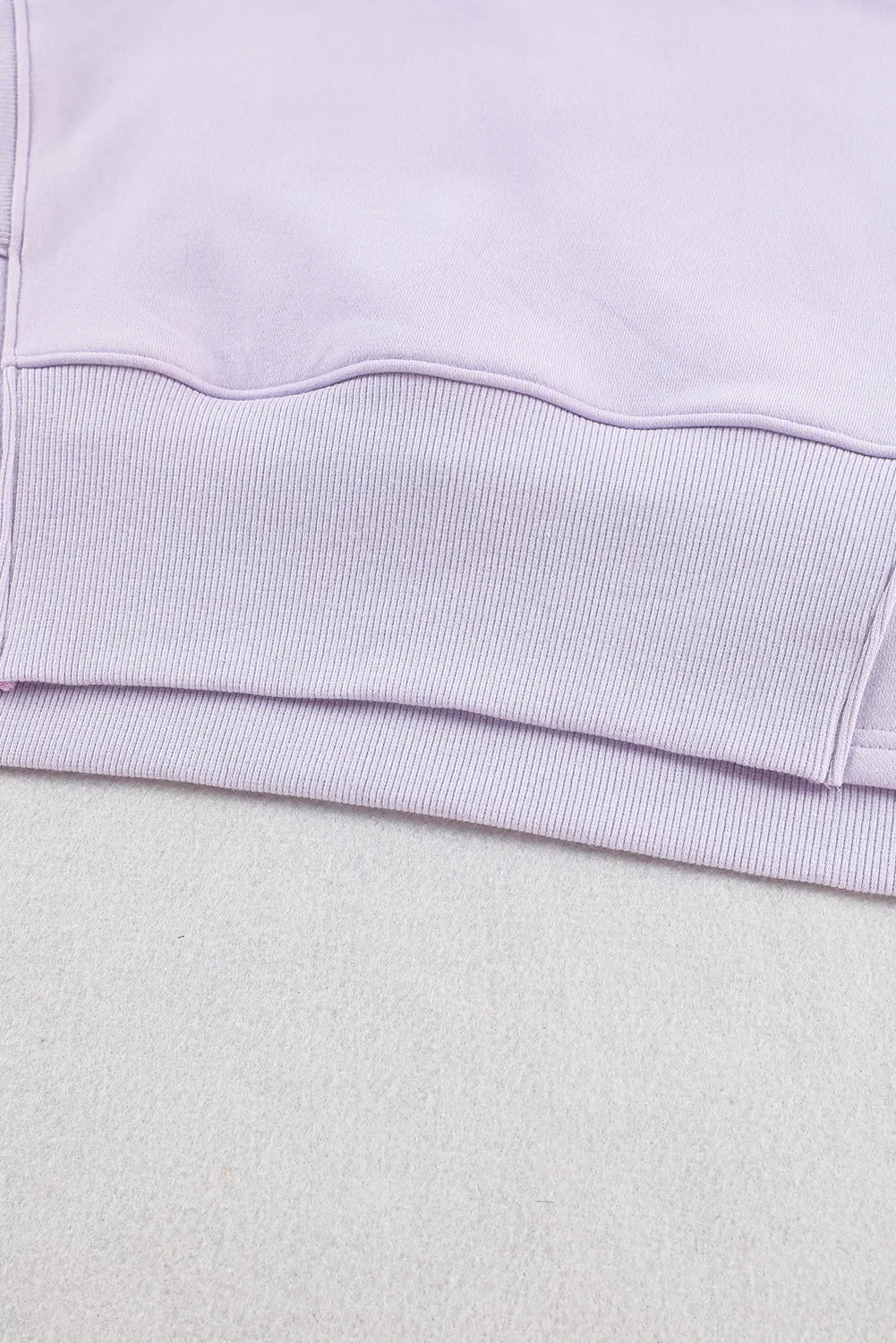 Purple Oversized Quarter-Zip Pullover Sweatshirt