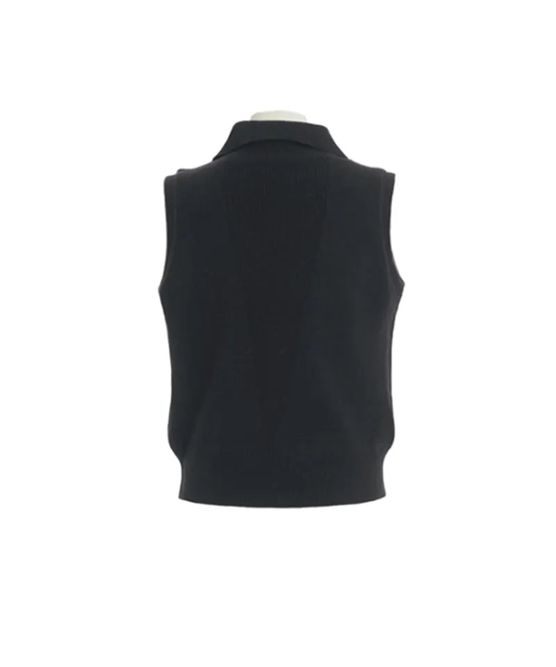 Q.C PLAY: Lightweight Wellon Padded Knit Vest - Black