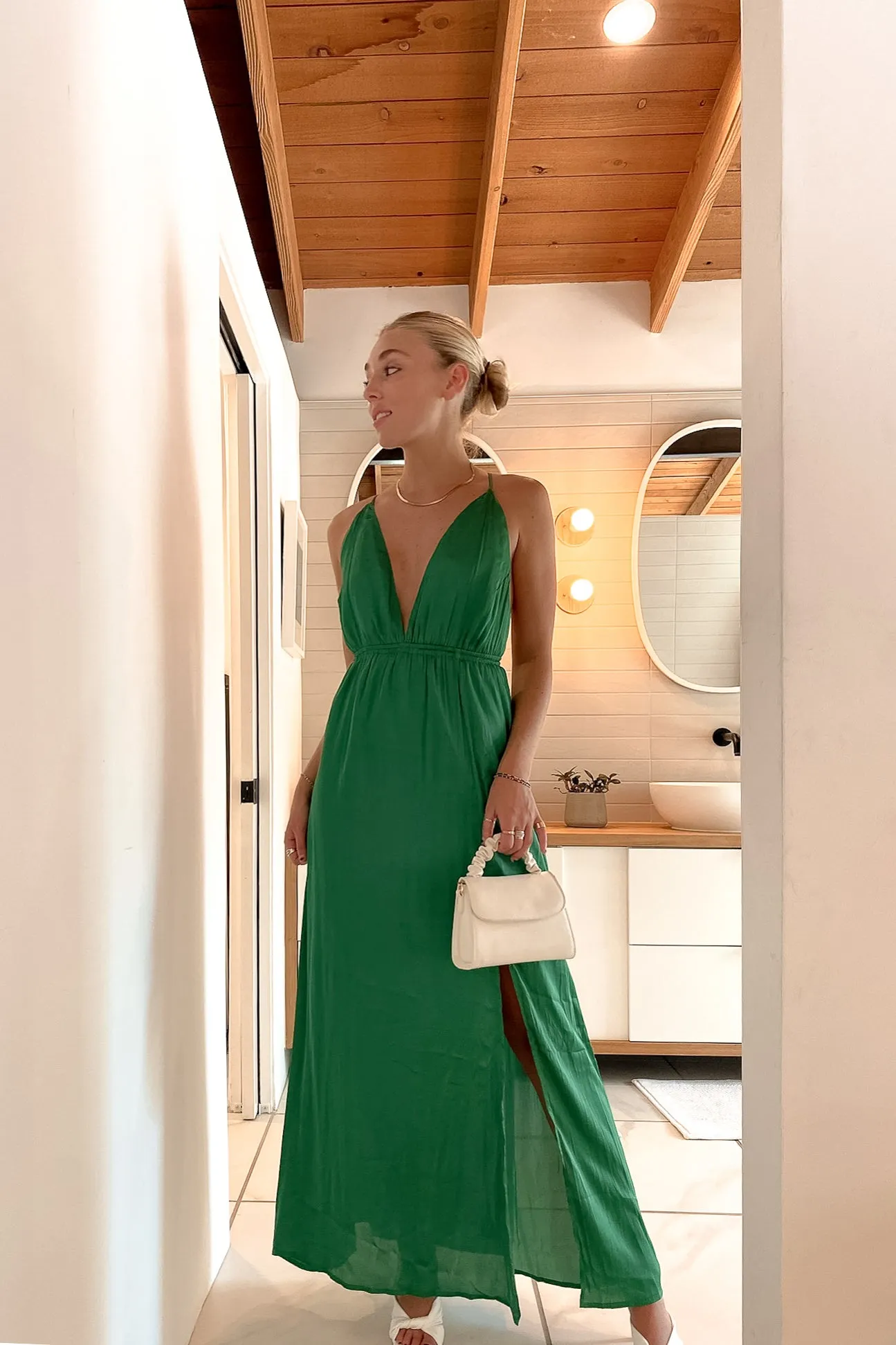 Quinn Open Back Satin Maxi Dress