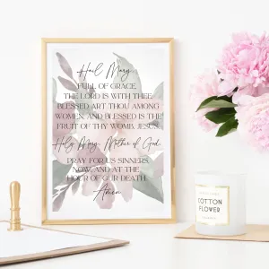 "Hail Mary - Floral" Printable Wall Art