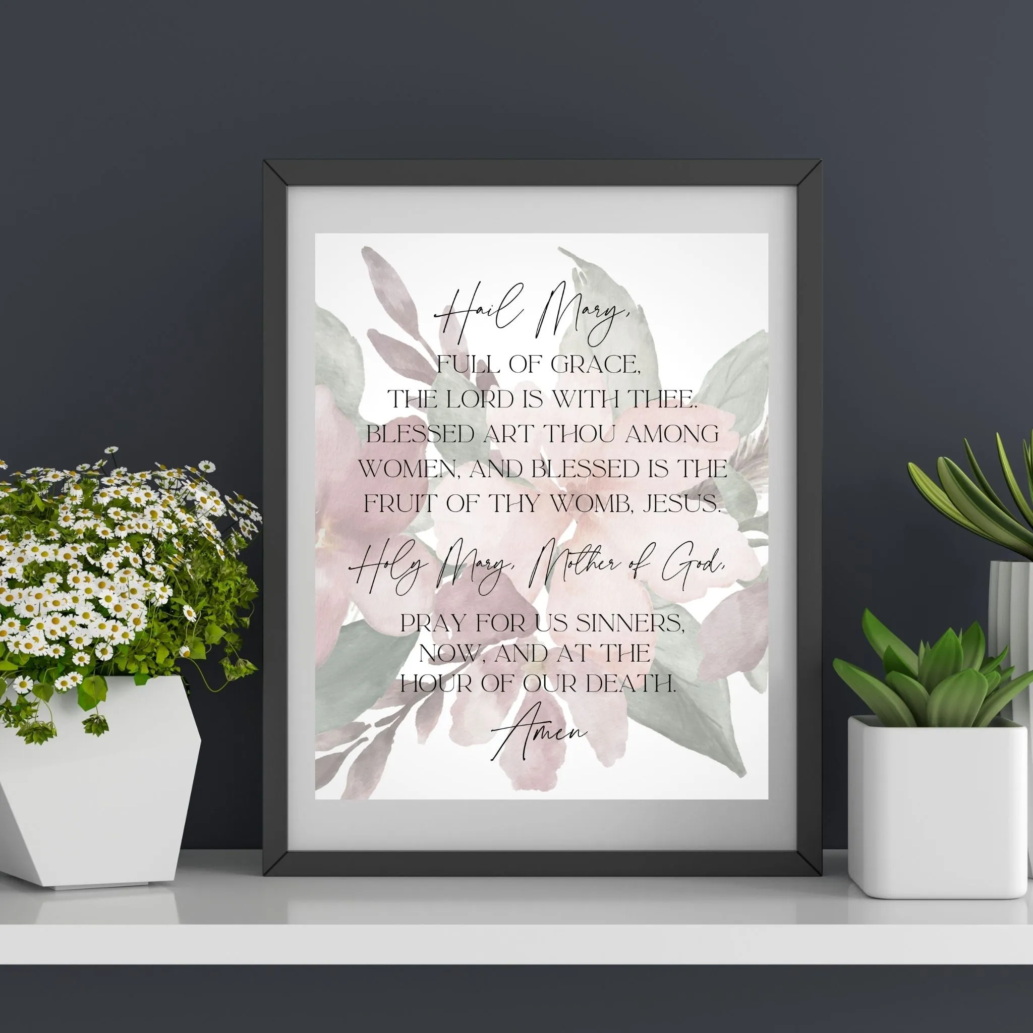 "Hail Mary - Floral" Printable Wall Art