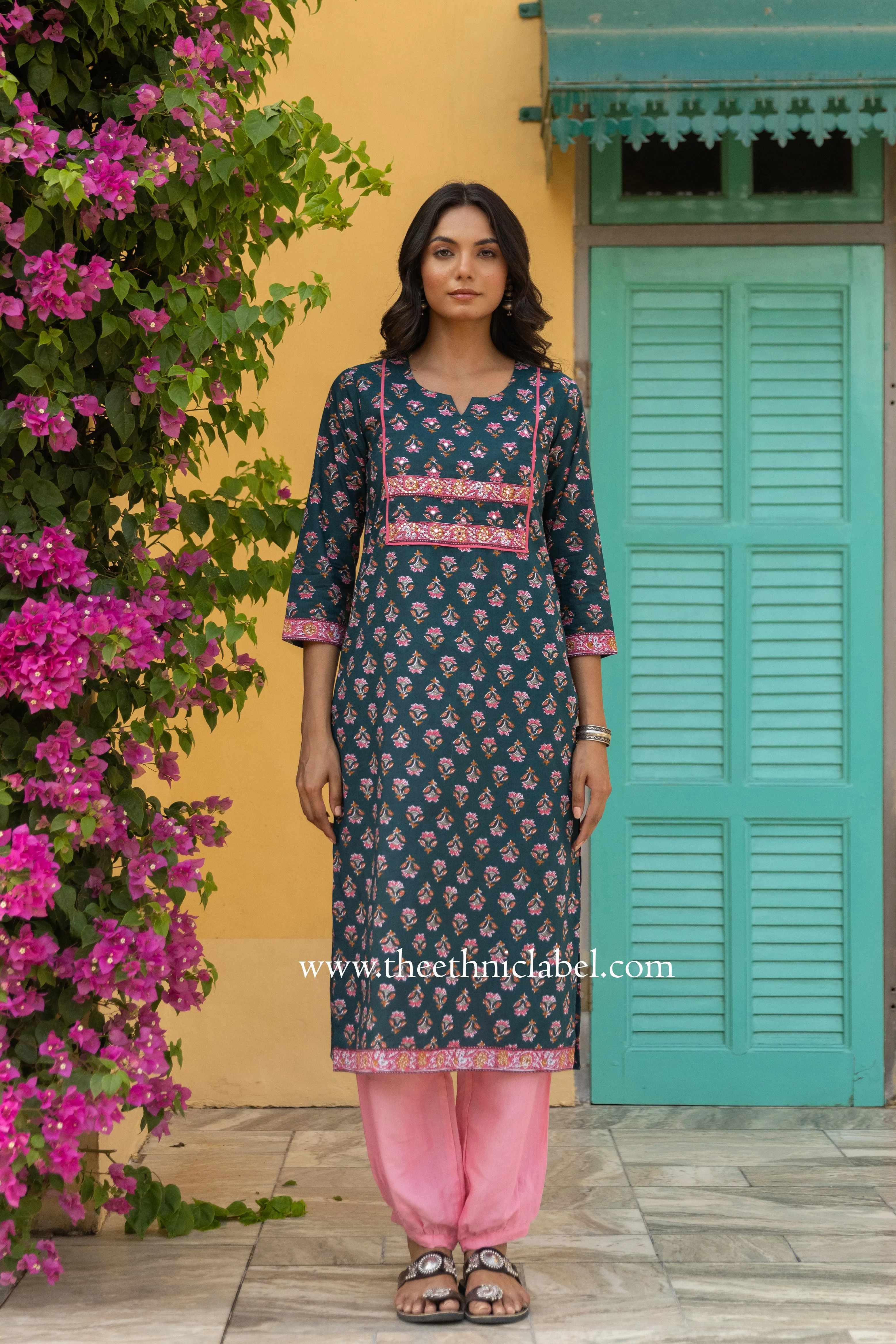 "Radhika" Hand Embroidered Cotton Kurta