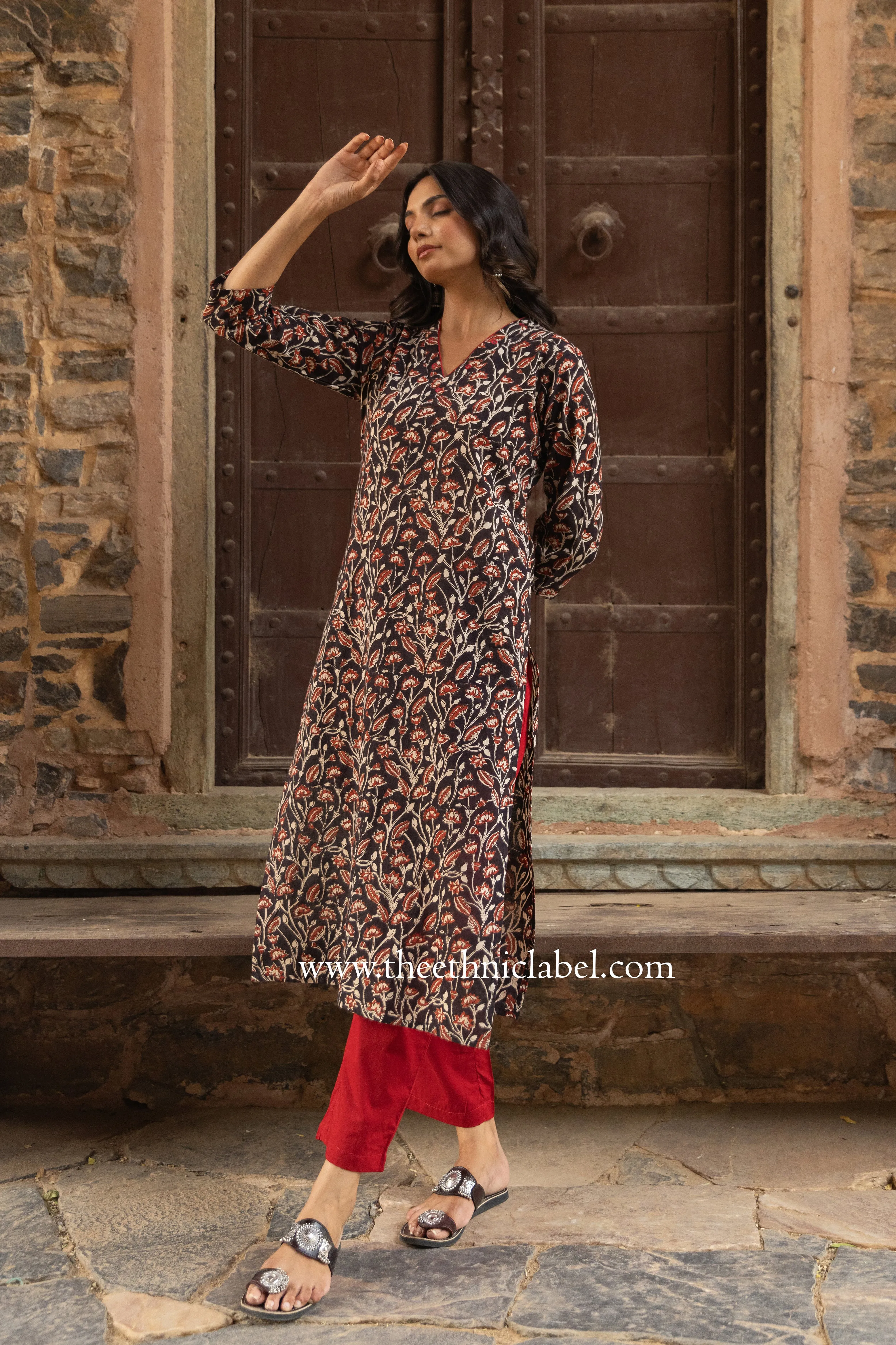 "Raina" Hand Embroidered Cotton kurta