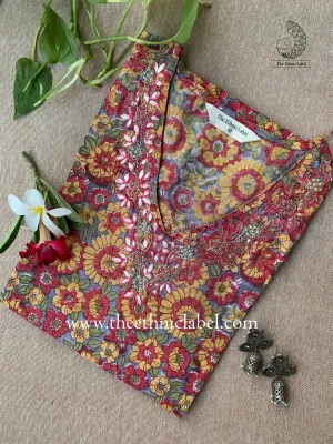 "Suvarna" Hand Embroidered Block Printed Cotton kurta