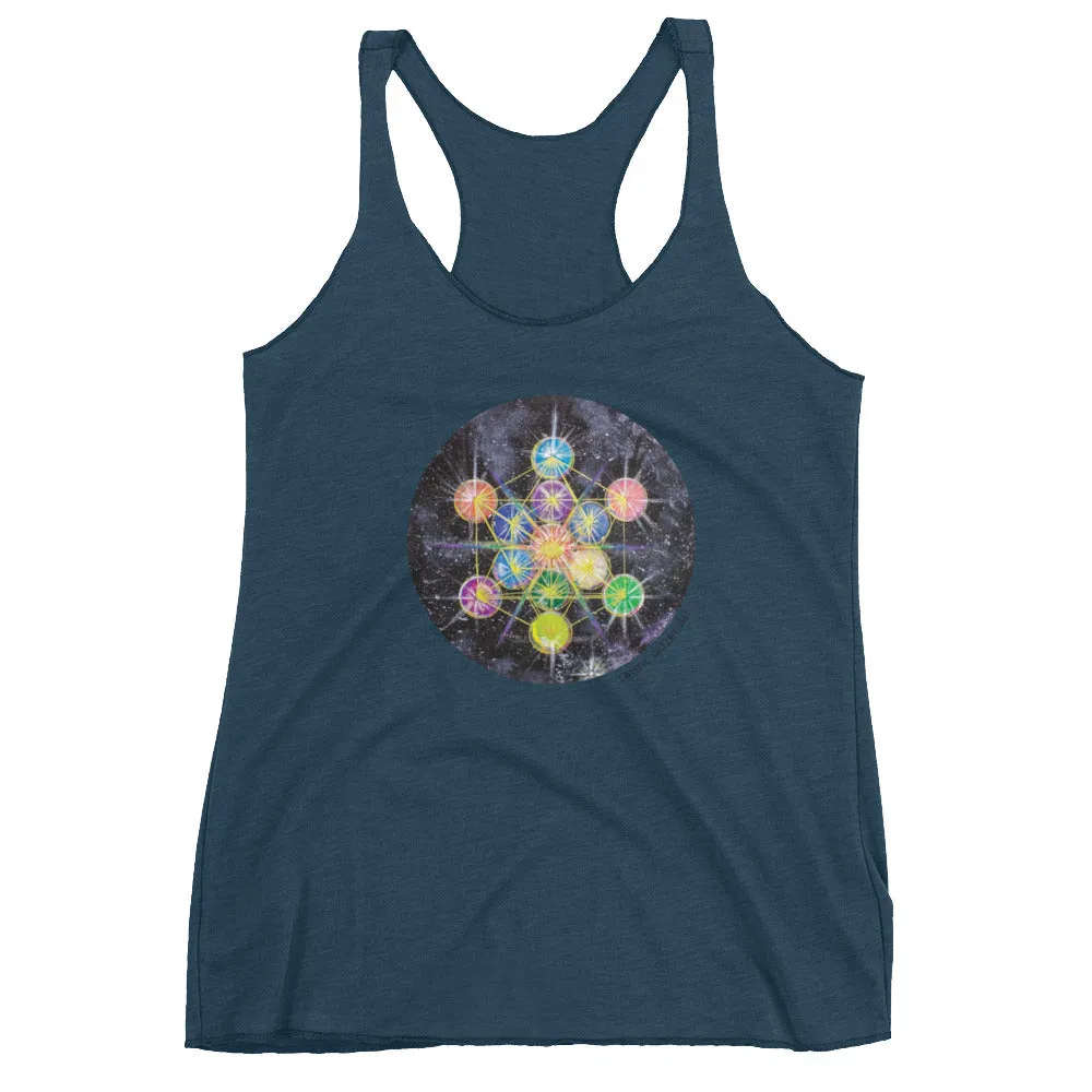 Rainbow Metatron (Round Version) Women's Racerback Tank