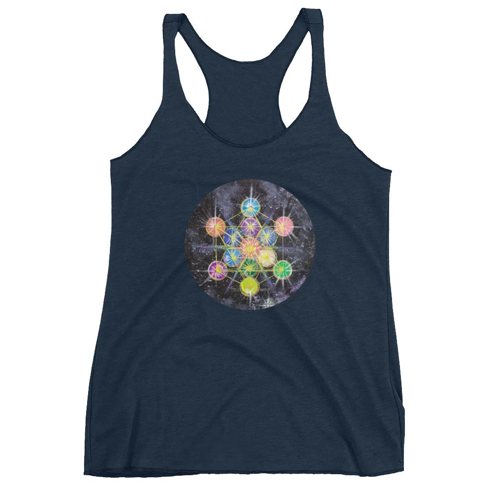 Rainbow Metatron (Round Version) Women's Racerback Tank