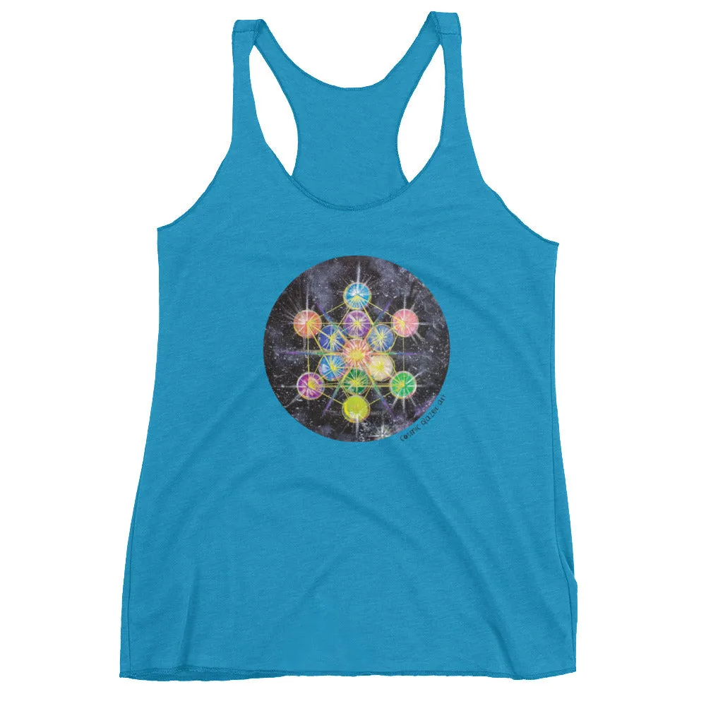 Rainbow Metatron (Round Version) Women's Racerback Tank