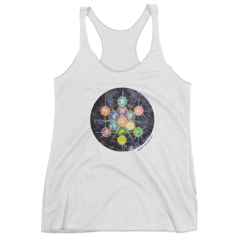 Rainbow Metatron (Round Version) Women's Racerback Tank