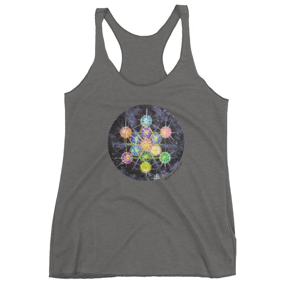 Rainbow Metatron (Round Version) Women's Racerback Tank